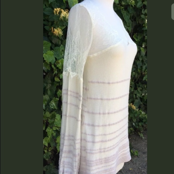 Free people sheer top white bell sleeve sweater - Picture 5 of 7